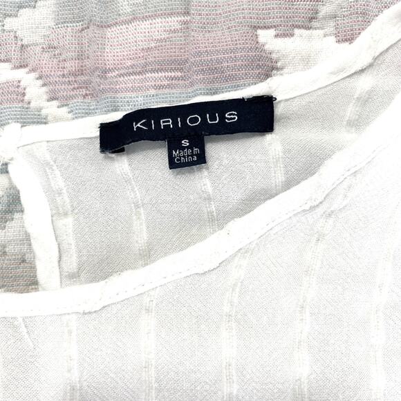 Kirious Women's White Short Sleeve Eyelet Blouse - Size Small - Boho Chic - Picture 4 of 7